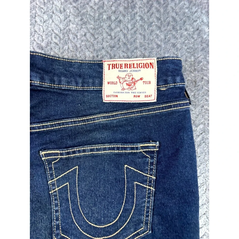 True Religion Curvy Jennie Shorts Womens 30 Blue Denim Cotton Stretch Mid Rise